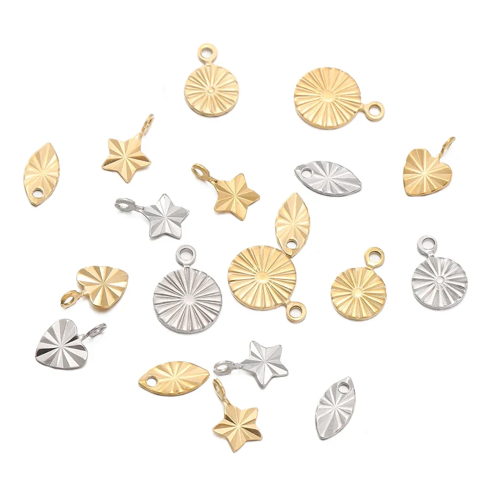 Breloques en acier inoxydable pour la fabrication de bijoux, pendentif feuilles étoiles, Mini Bracelet à breloques, accessoires de bricolage, 5 pièces/lot