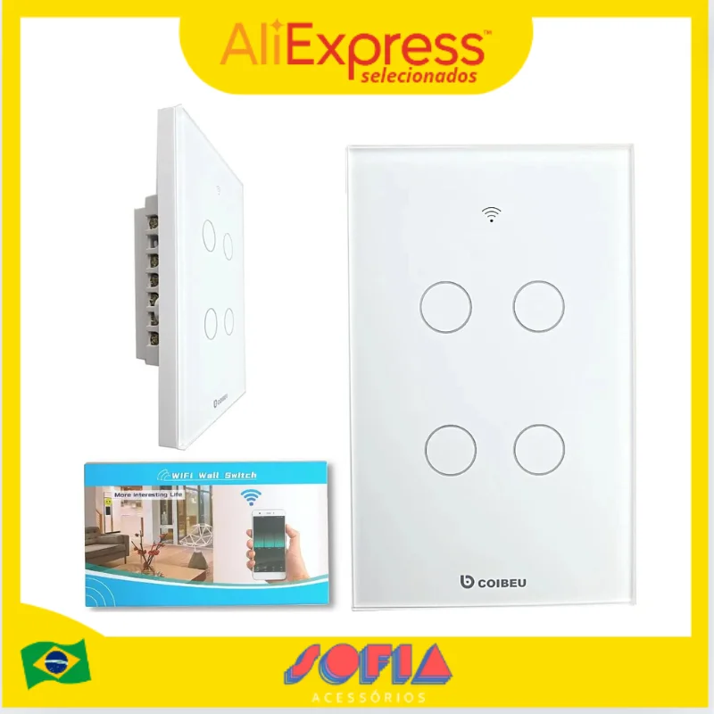 Smart Wall Socket Smart Wifi Google Alexa 4 Touch Smart Home Technological Smart-Fast Delivery to All Brazil