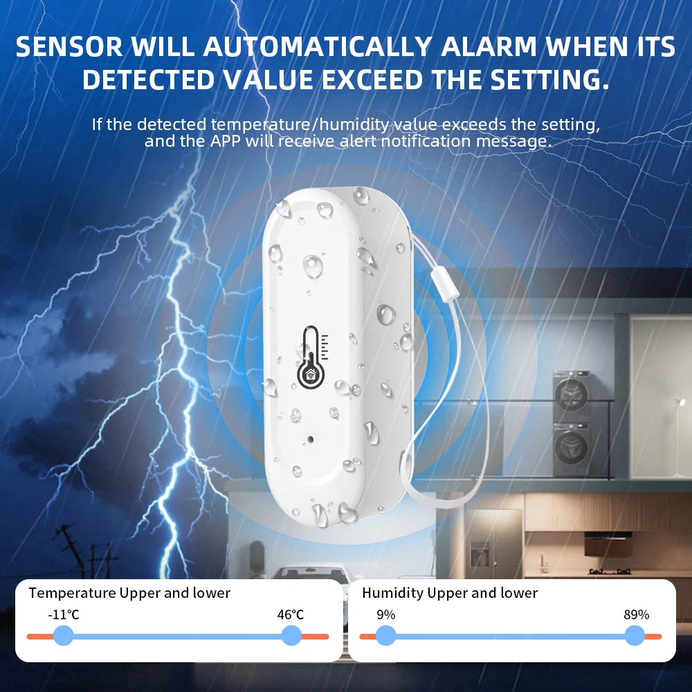 IP65 Tuya Zigbee/WiFi Waterproof Temperature Humidity Sensors Smart Home Outdoor/ Indoor Sensor Support Alexa Googe Assistant view 5