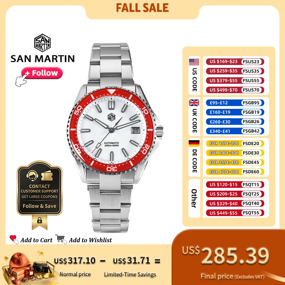 2025 San Martin Watch 39mm Enamel Dial Luminous Stainless Steel Dive NH35 Automatic Waterproof 200m Mechanical Watches SN0129