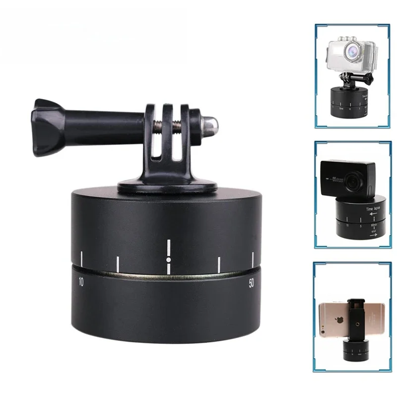Stabilizator fotograficzny Time Lapse Aluminiowy obrotowy o 360 stopni 60-minutowy Yuntai do telefonu GoPro Hero 13 12 DJI Action DSLR — zdjęcie produktu 7