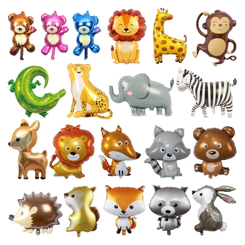 Ballons en aluminium d'animaux de dessin animé, lapin, cerf, écureuil, renard, ours, cadeau pour fête prénatale, jouet pour enfants, fête d'anniversaire, décoration à thème du Zoo