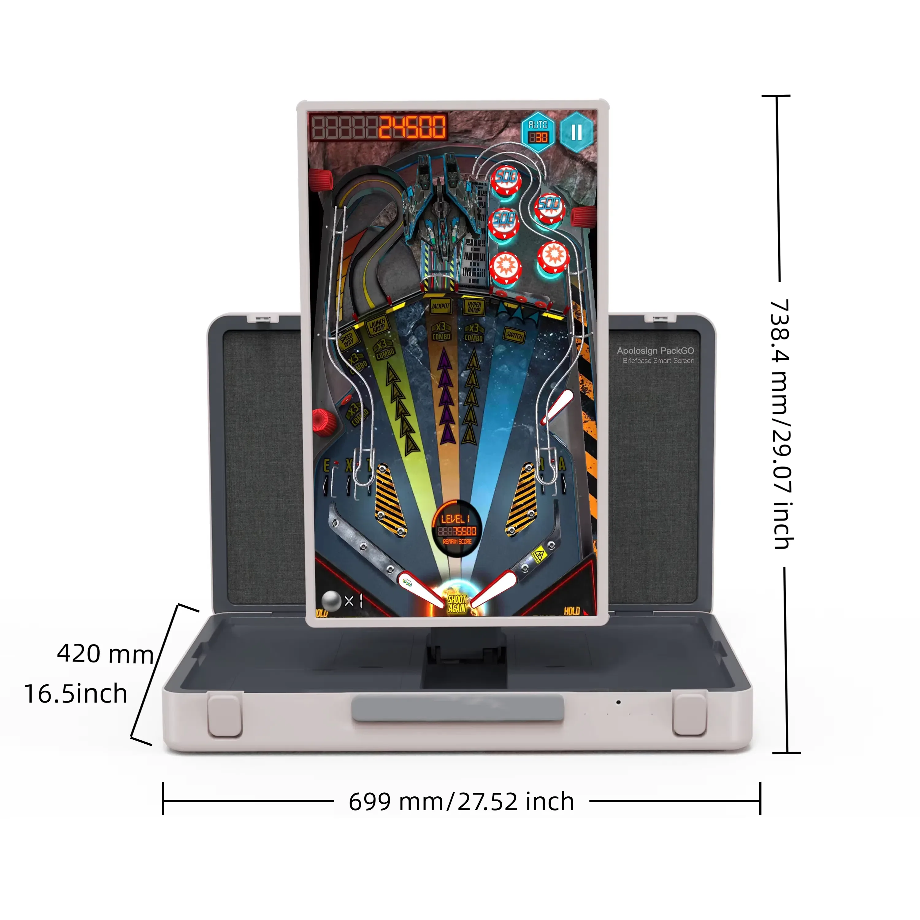 PackGo Smart TV 27 Inches, Portable Cinema Tablet, Touchscreen WiFi Android 12, Reverse Charging, Long Battery Life Charging