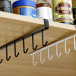 Kitchen Iron Art Seamless Nail Free Hooks Multi Row Cabinet Storage Hooks Storage of Kitchen Cabinet Wall Shelf Storage Rack