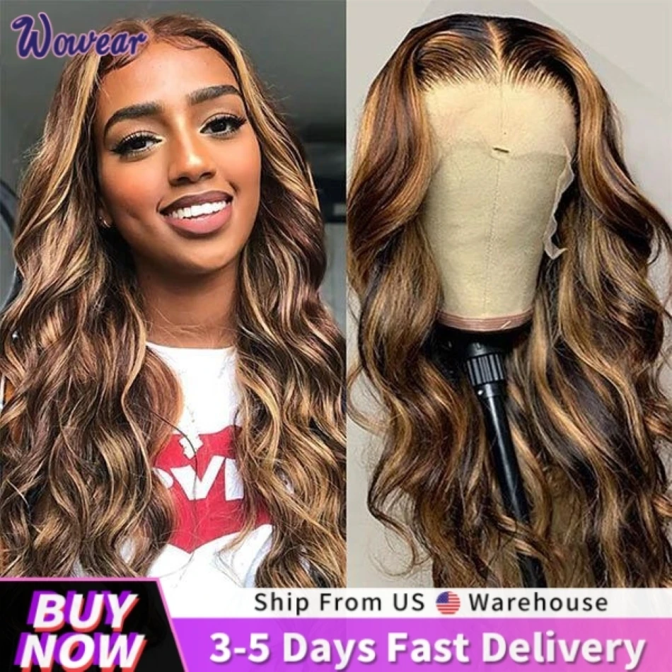 

HD Transparent Lace Frontal Wigs P427 Highlight Wig Human Hair Wigs 200 Density Body Wave Wigs Lace Front Wigs 13x6 for Women