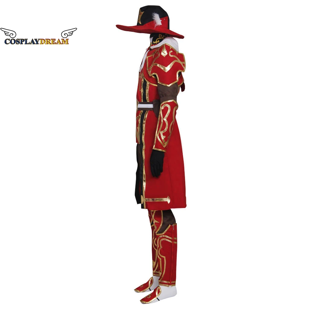 Final Fantasy XIV FF14 Red Mage Cosplay Costume with Hat Red Mage Cos Halloween Christmas Party Role Play Outfit