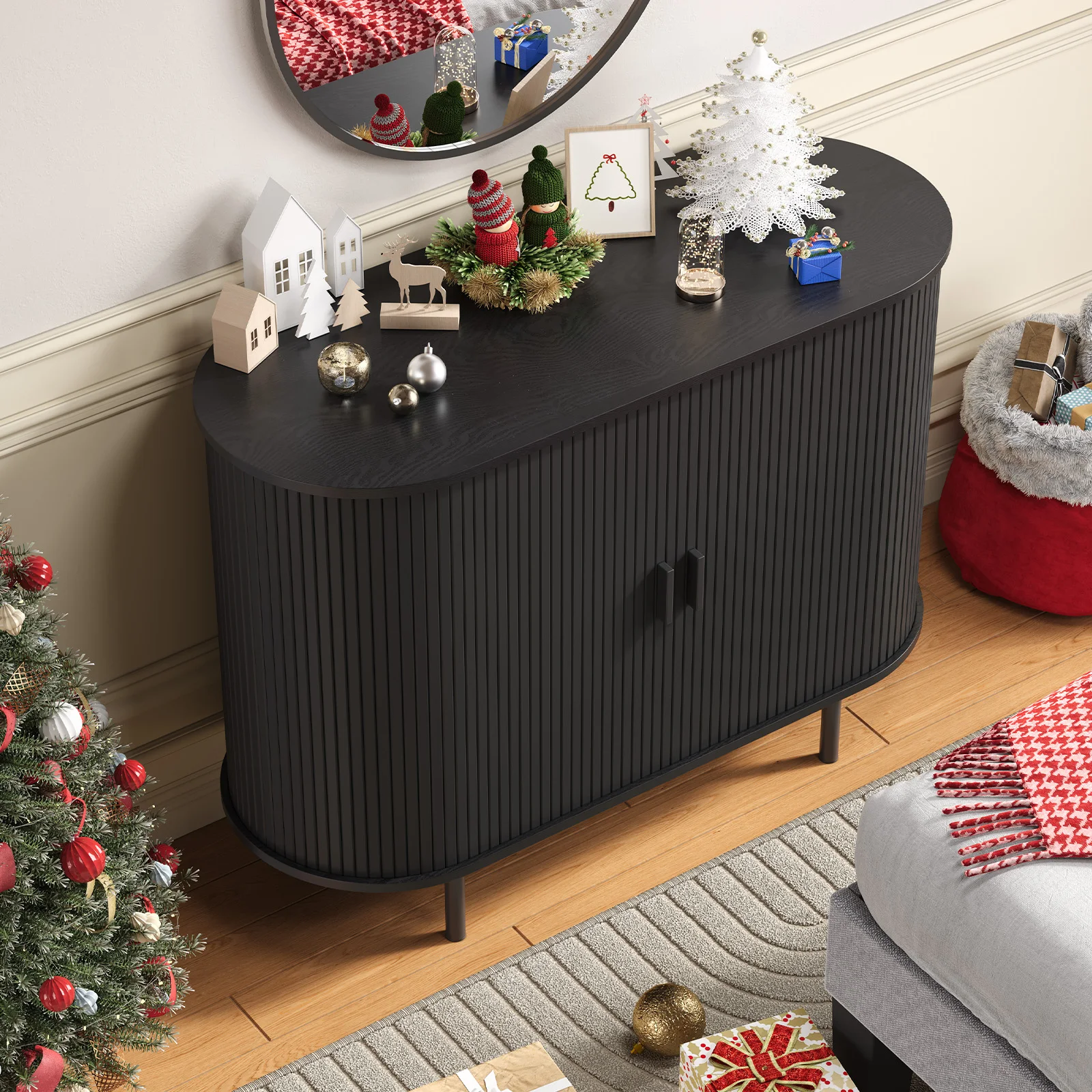 Sideboard Buffet Cabinet with Storage,40" Storage Cabinet with Sliding Door & Adjustable Shelf,Coffee Bar Cabinet Console Table image 6