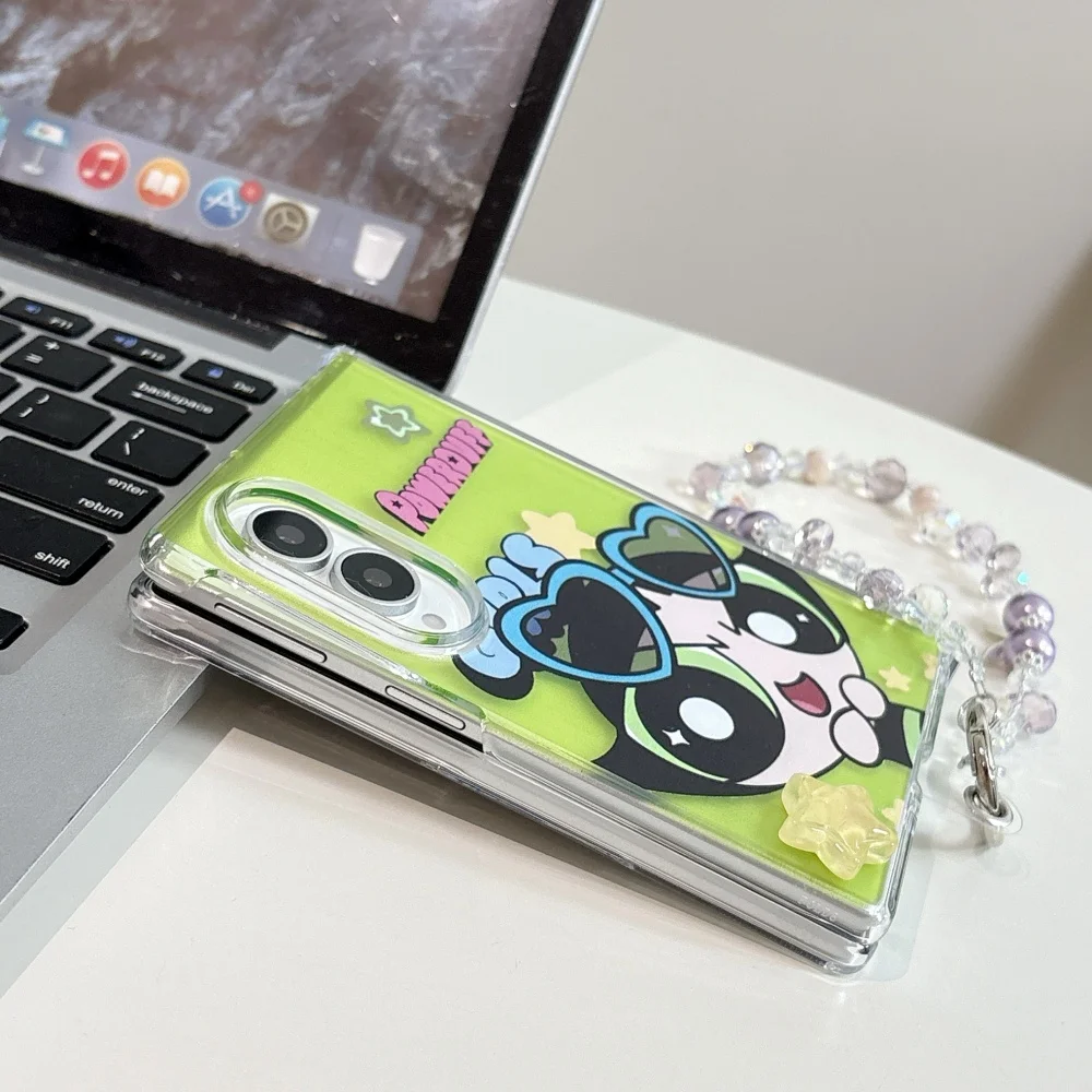 Urocze etui na telefon z króliczkiem dla Samsung Galaxy Z Fold 6 7 8 Fold 7 6 5 Fold 8 z łańcuszkiem, modne, urocze, odporne na wstrząsy. — zdjęcie produktu 6