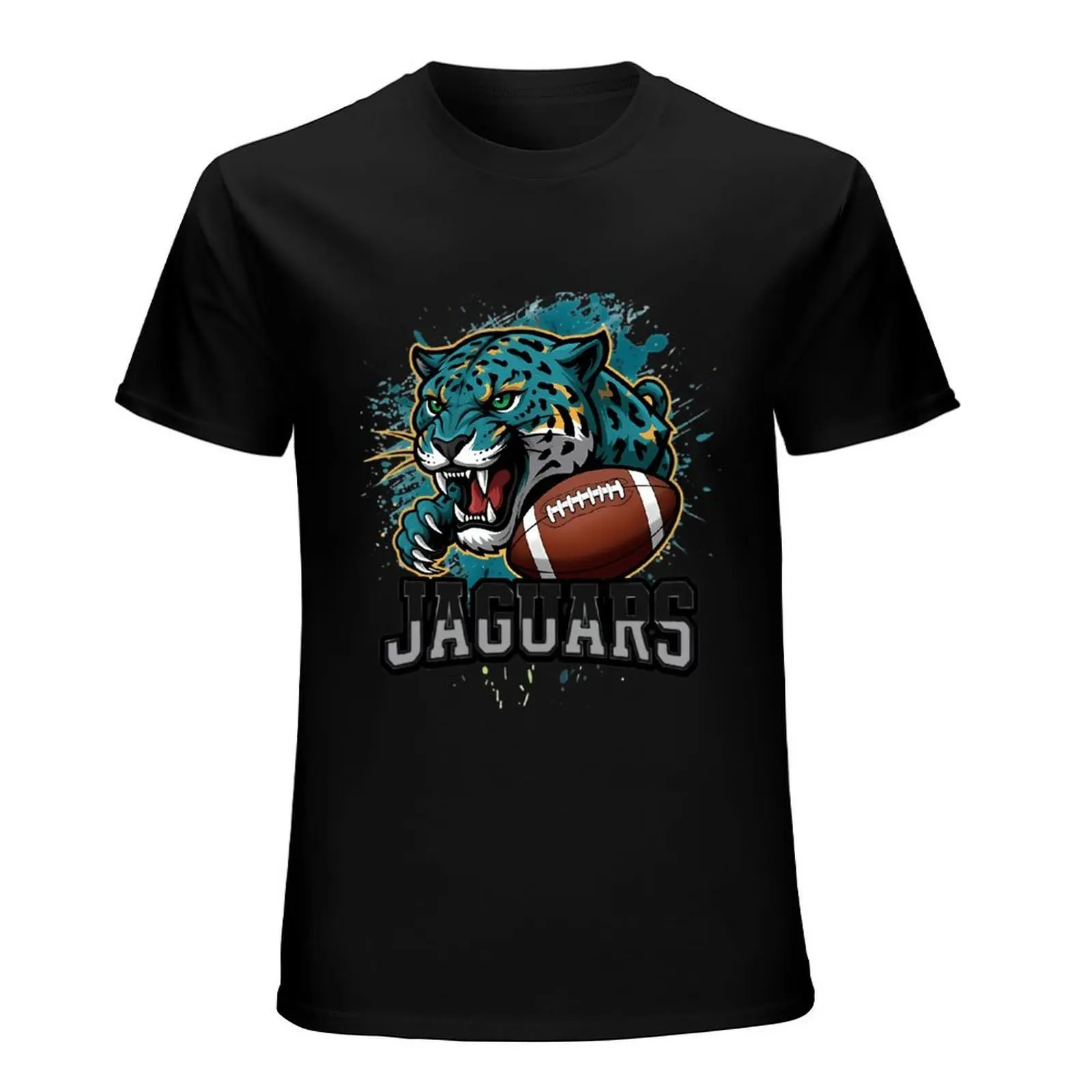 Retro Jaguar With American Football Graphic Tee Jaguars Team Logo Soft Cotton Game Day Casual T-Shirt