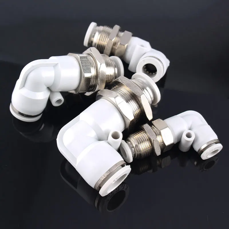 Pneumatic Fitting Elbow Joint PLM 4 6 8 10 12mm Right Angle L-type Bulkhead Elbow Gas Pipe Quick Connectors M12 M14 M16 M20 M22