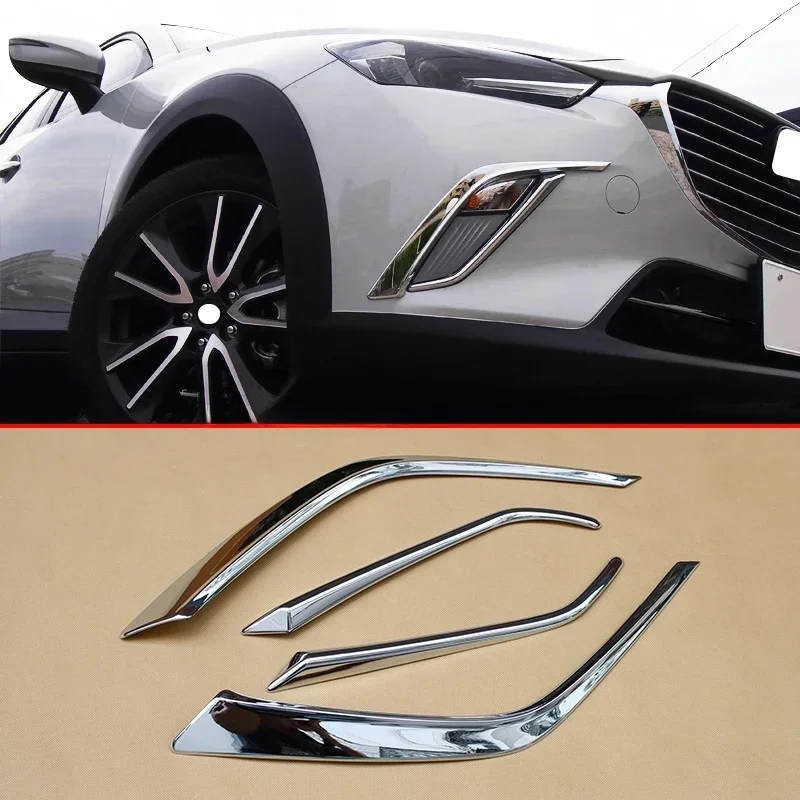 Front Chrome Fog Light Cover Strip For Mazda CX-3 CX3 DK 2016-2021 2022 2023 2024 Bumper Accessories Trim