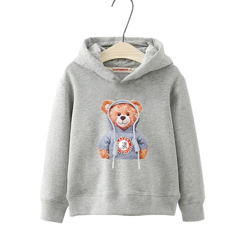 Teddy bear Hoodie Kids Children Girl boy childre cartoon Street casual hip-hop spring and autumn Sweatshirt Long sleeved