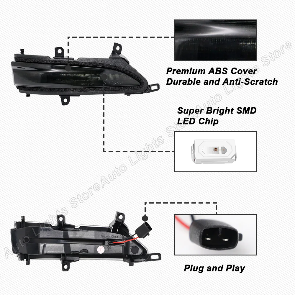 Luces intermitentes de espejo lateral, indicador de luz dinámica para Lexus GX460 2010-2021 LX570 2013-2021, lámparas LED de señal de giro secuencial