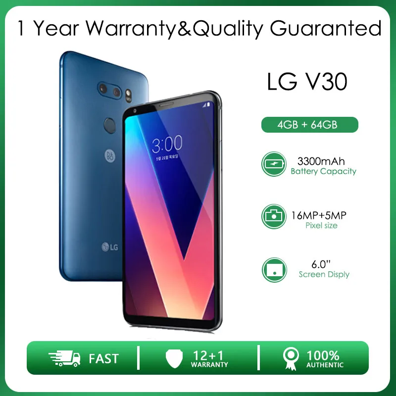 LG V30 H930 (Europe) Single Sim 4GB+64GB Refurbished-Original Unlocked Phone 6.0