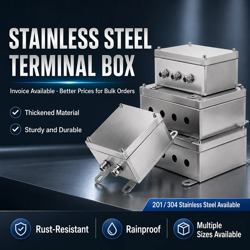 304 Stainless Steel Waterproof Box Outdoor Rainproof Terminal Box Monitoring Power Supply Sealed Power Distribution Control Box