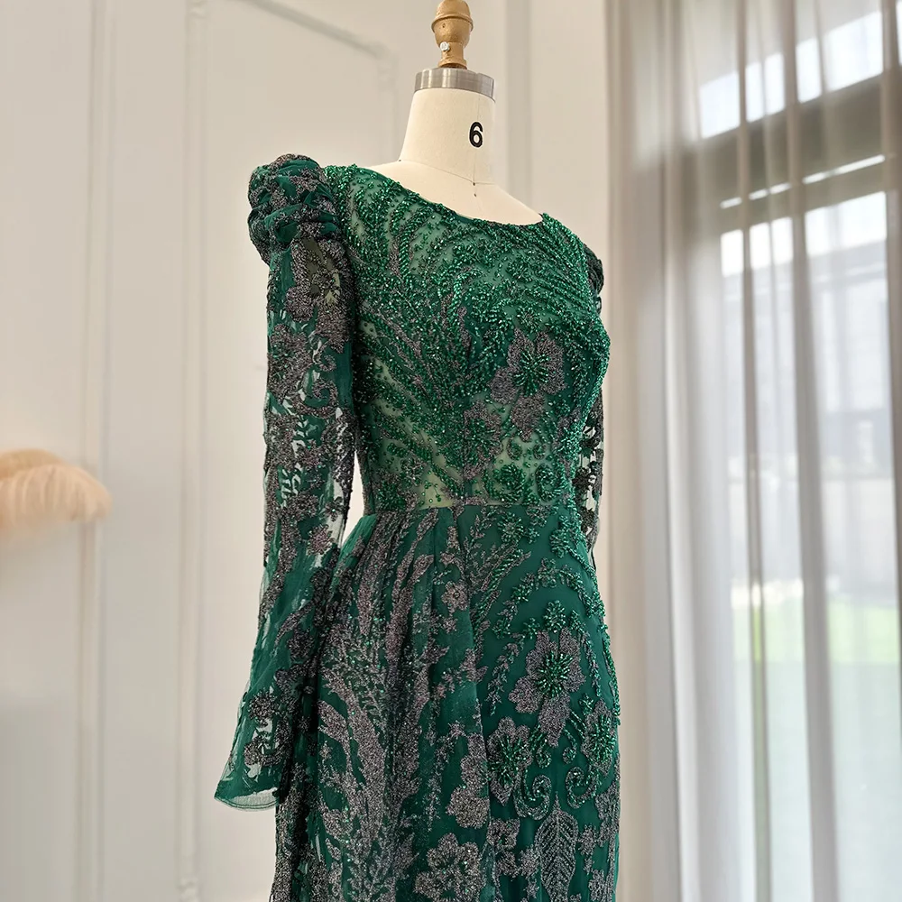 Sharon Said Dubai Schwer Kristallverziertes Übergrößen-Meerjungfrauenkleid in Braun mit Überrock für Damen, Formelles Abendkleid SS127 Maßanfertigung – Detail 22