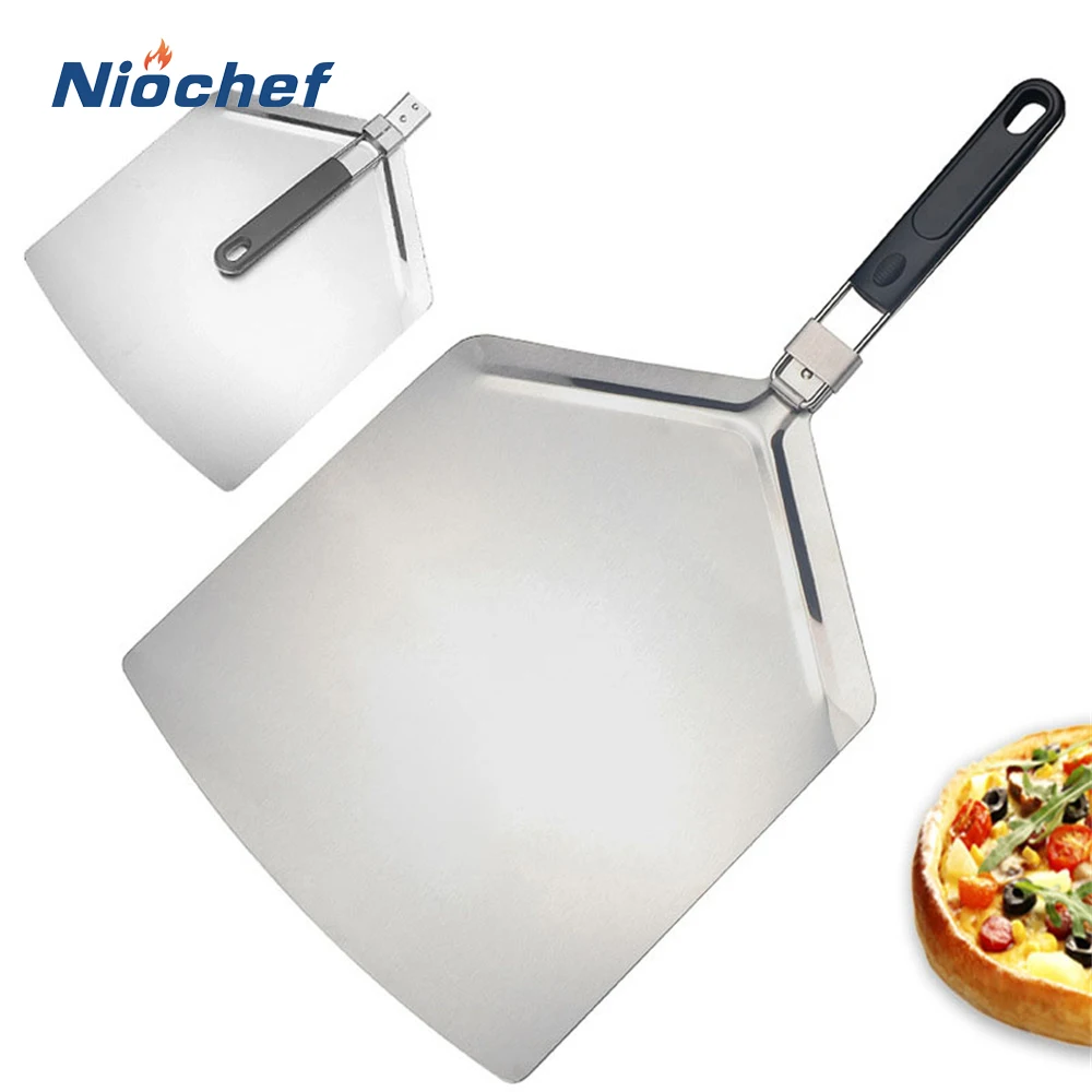 

Pizza Peel Folding Stainless Steel Pizza Shovel Plastic Handle Non-stick Pizza Paddle Spatula Kitchen Baking Cake Pastry Tools