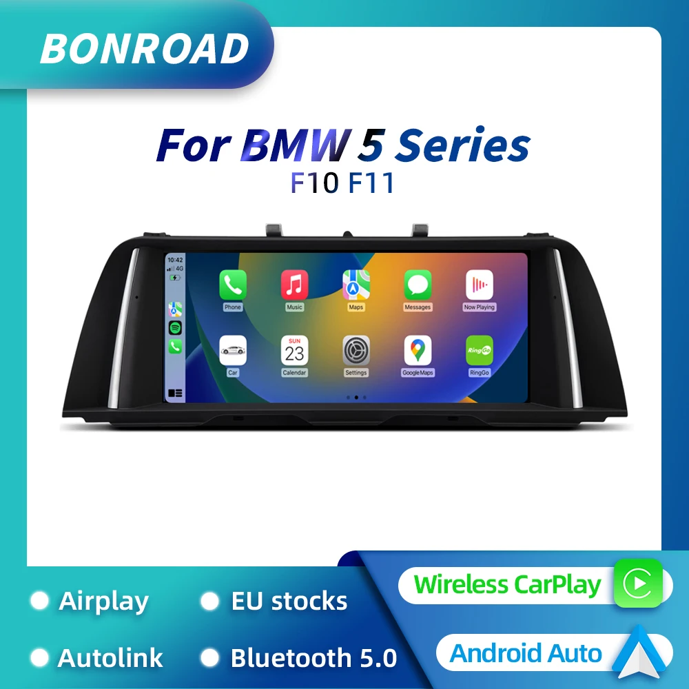 Wireless CarPlay Car Radio 10.25'' Touch Screen Bluetooth For BMW 5 Serie F10 F11 NBT CIC 2011-17 Android Auto Multimedia