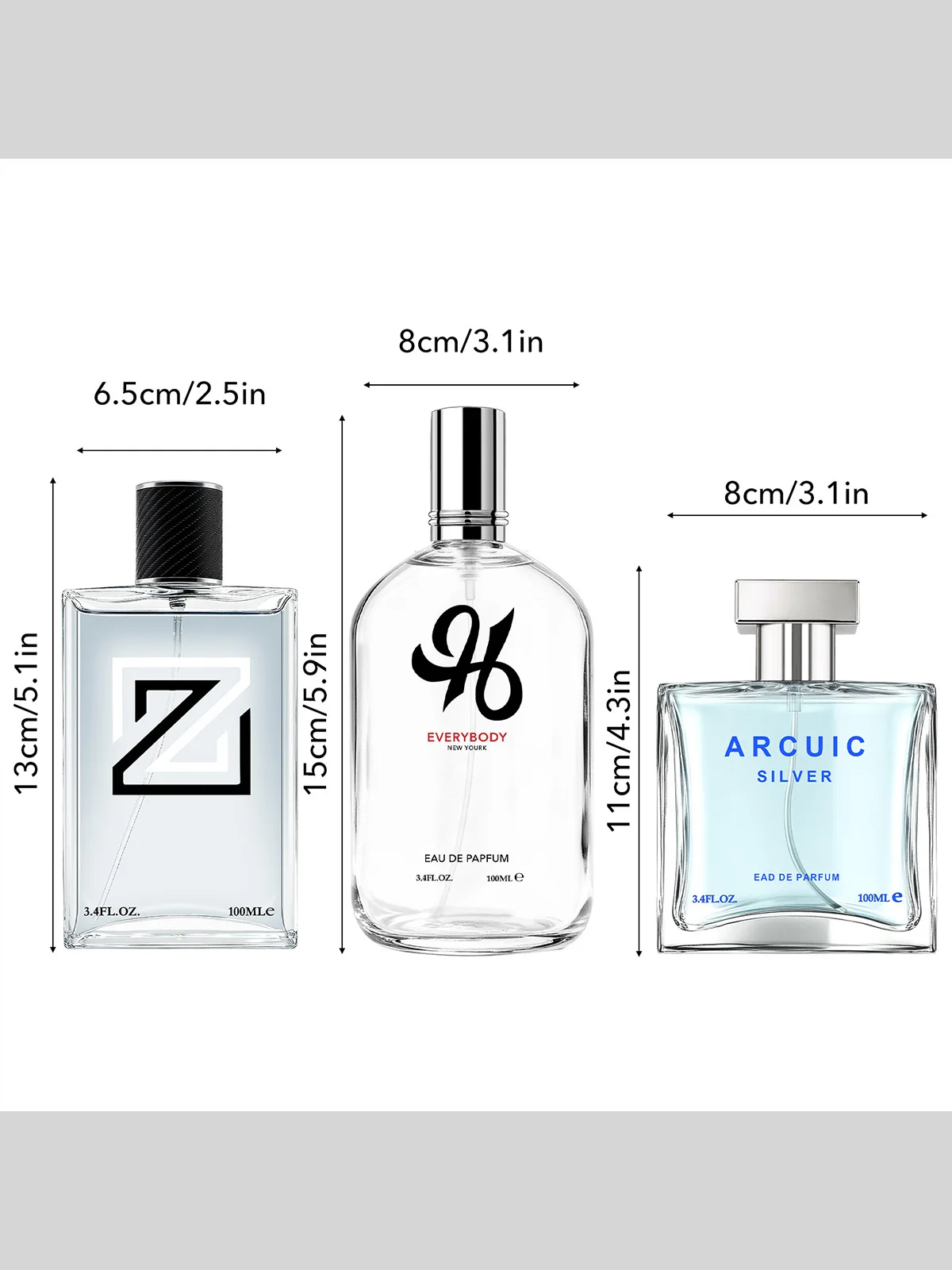 مجموعة عطور رجالي 3 عبوات/300 مل مع روائح الحمضيات العطرية من التفاح البرتقالي والليمون وخشب الصندل، كولونيا يومي للرجال