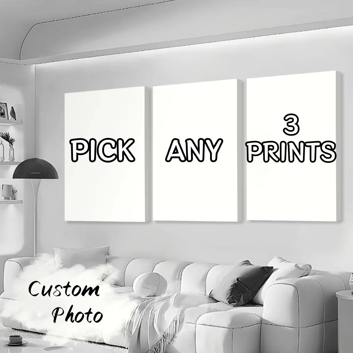 3pcs/set Custom Canvas Printing Personalized Photo Suitable for Family Life Pets Scenery Couple Weddings Home Decor Poster Gifts