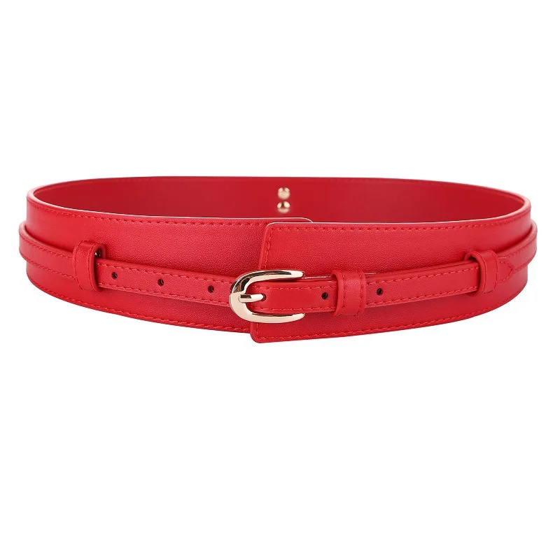 Factory Supply Pin-Buckle Genuine Leather Wide Belt For Women, Decorative Waist Cincher For Coats Coats Wholesale Wide Belts