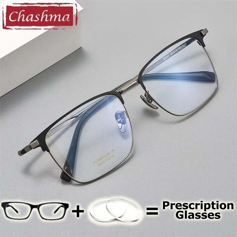 

Prescription Glasses Pure Titanium Men Office Working UV Protection Myopia Optical Crystal Progressive Recipe Lenses for Male