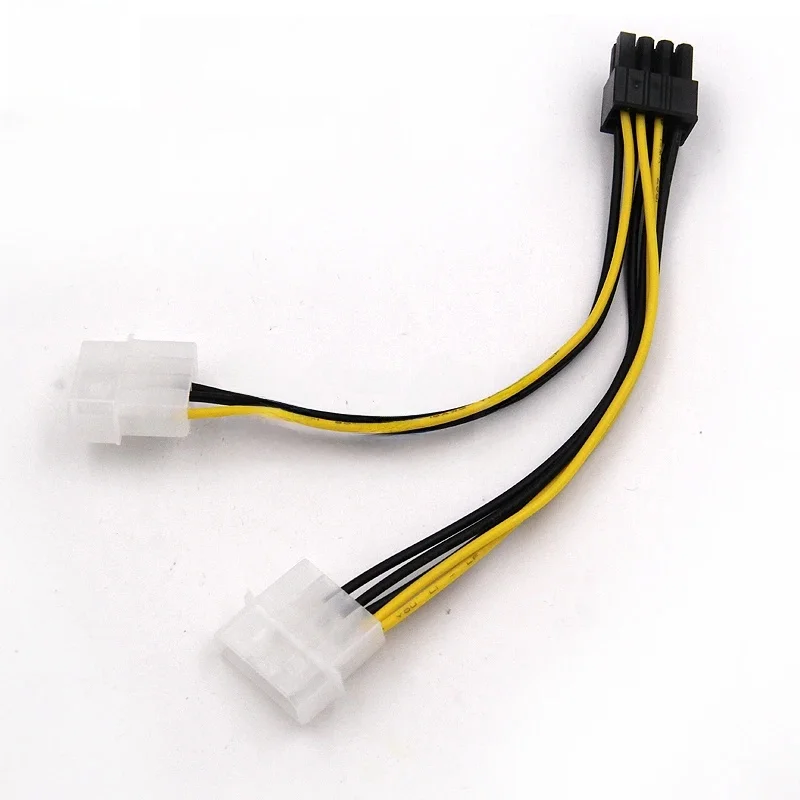 Connecteur adaptateur de câble d'alimentation pour carte vidéo graphique Molex IDE PCI-E, 8 broches vers double PCI Express mâle LP4 4 broches