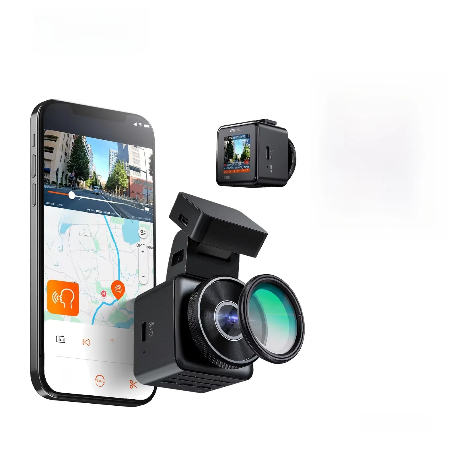 Vantrue E1 Pro 4K Mini DashCam Voor STARVIS 2-plaat Pix ™   HDR Nachtzicht Dash Camera voor Auto 5G WiFi & GPS Ondersteuning 1TB Max - afbeelding 2