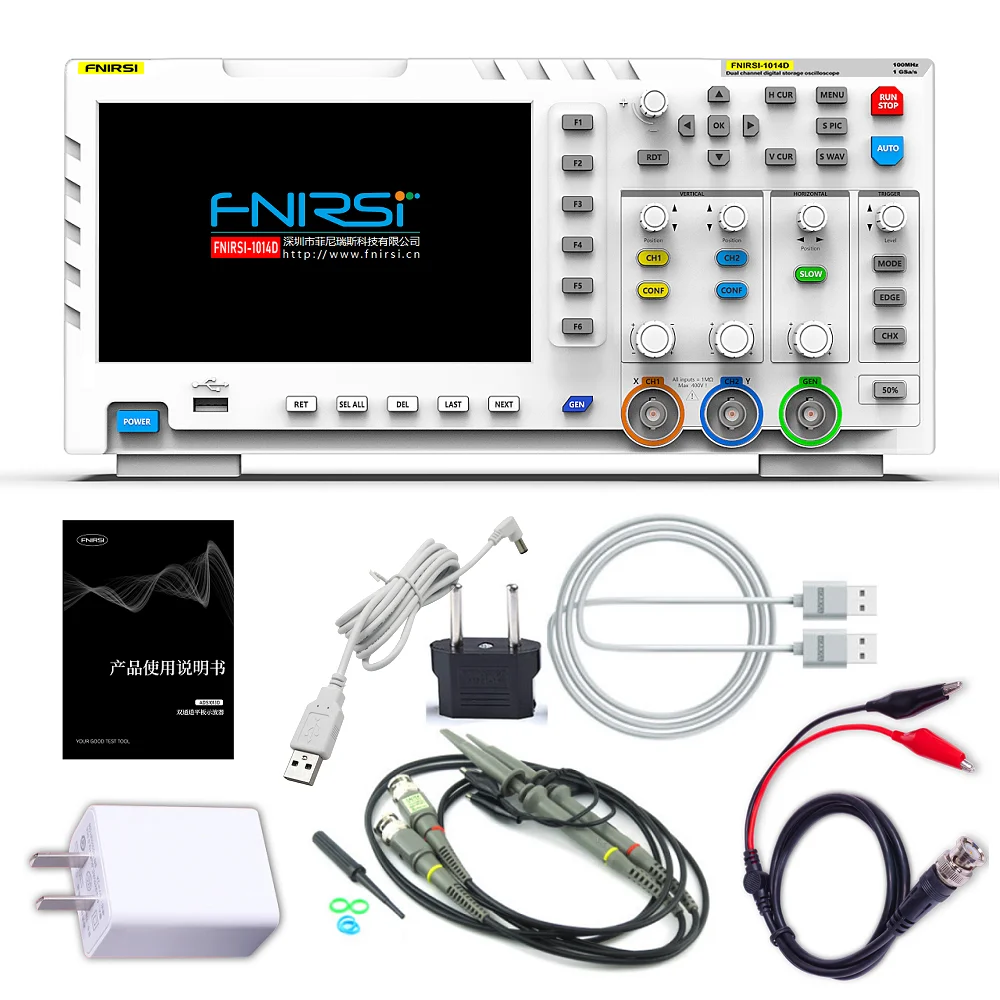 FNIRSI-1014D Digitale Oscilloscoop 2-in-1 Dual Channel uitgang Signaalgenerator 100MHz * 2 Analoge bandbreedte 1GSA/s