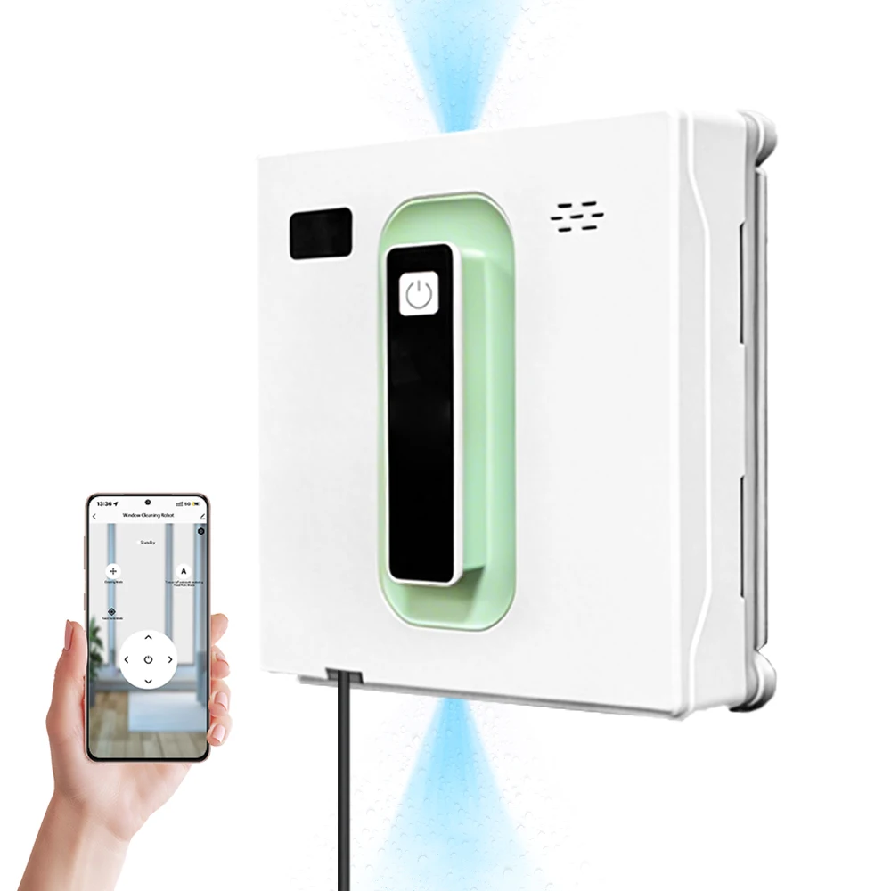 Robot Limpiacristales Automático PuRuiKai Windows 2 con Pulverizador de Agua, Control Remoto, Limpiador Eléctrico para Cristales del Hogar