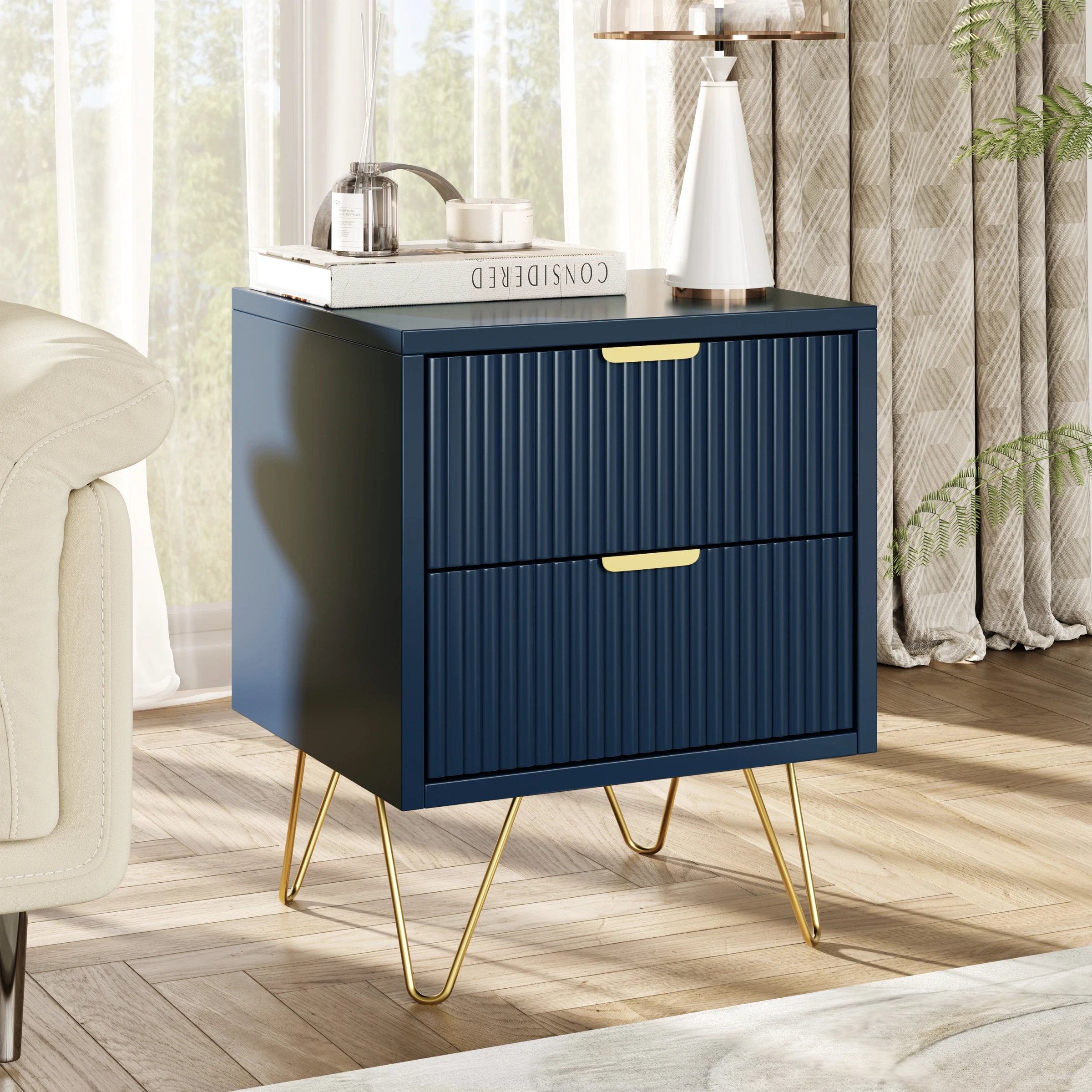 Anajqaqia 30x40x50 cm 2-Drawer Cabinet,Chest of Drawers, Nightstand,Living Room Cabinet with Metal Legs,For Living Room, Bedroom