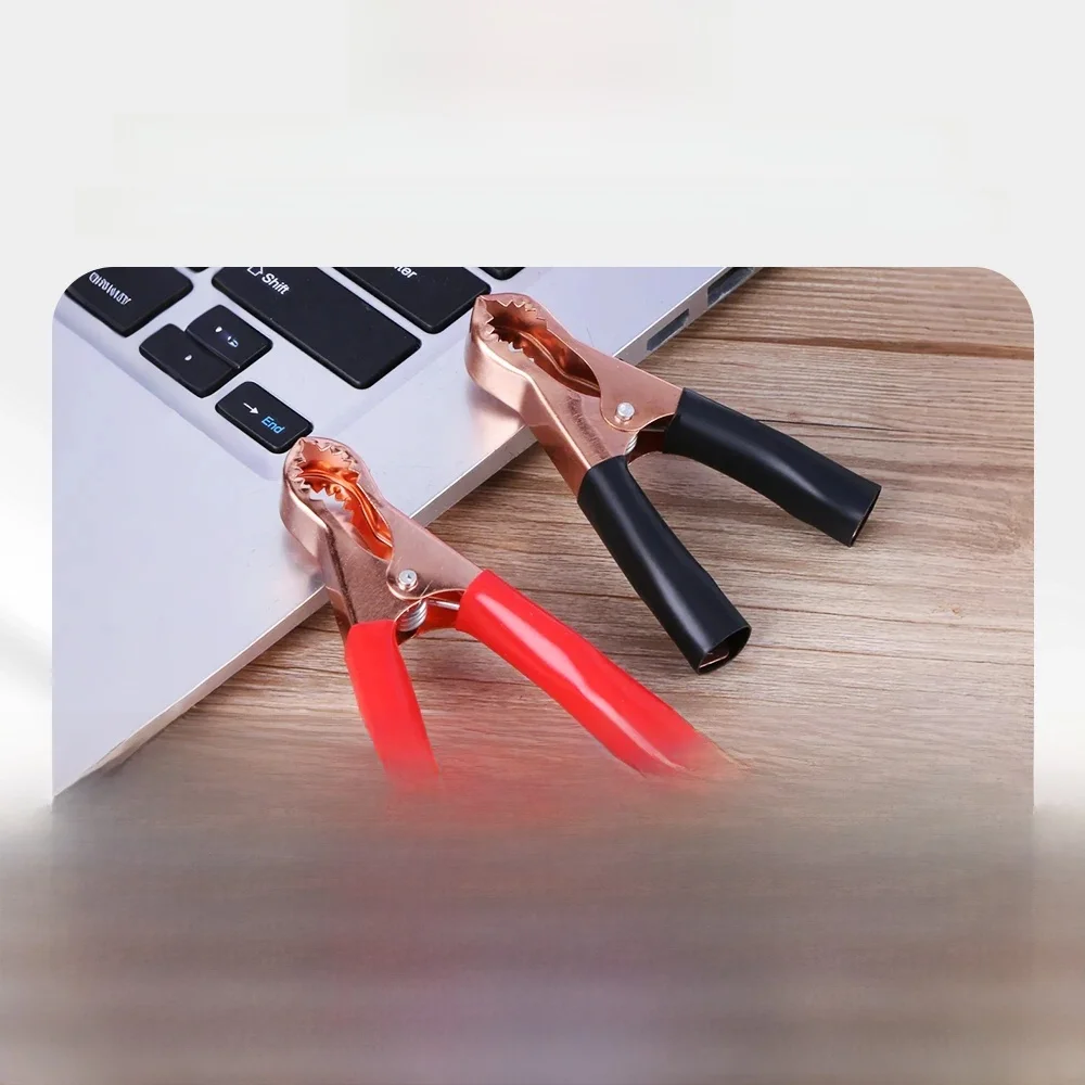 Clips de plomb de Test de batterie de voiture, 50A, 80mm, rouge et noir, 2 pièces, connecteur de pinces Crocodile pour caravane, Van, camion, câble d'alimentation