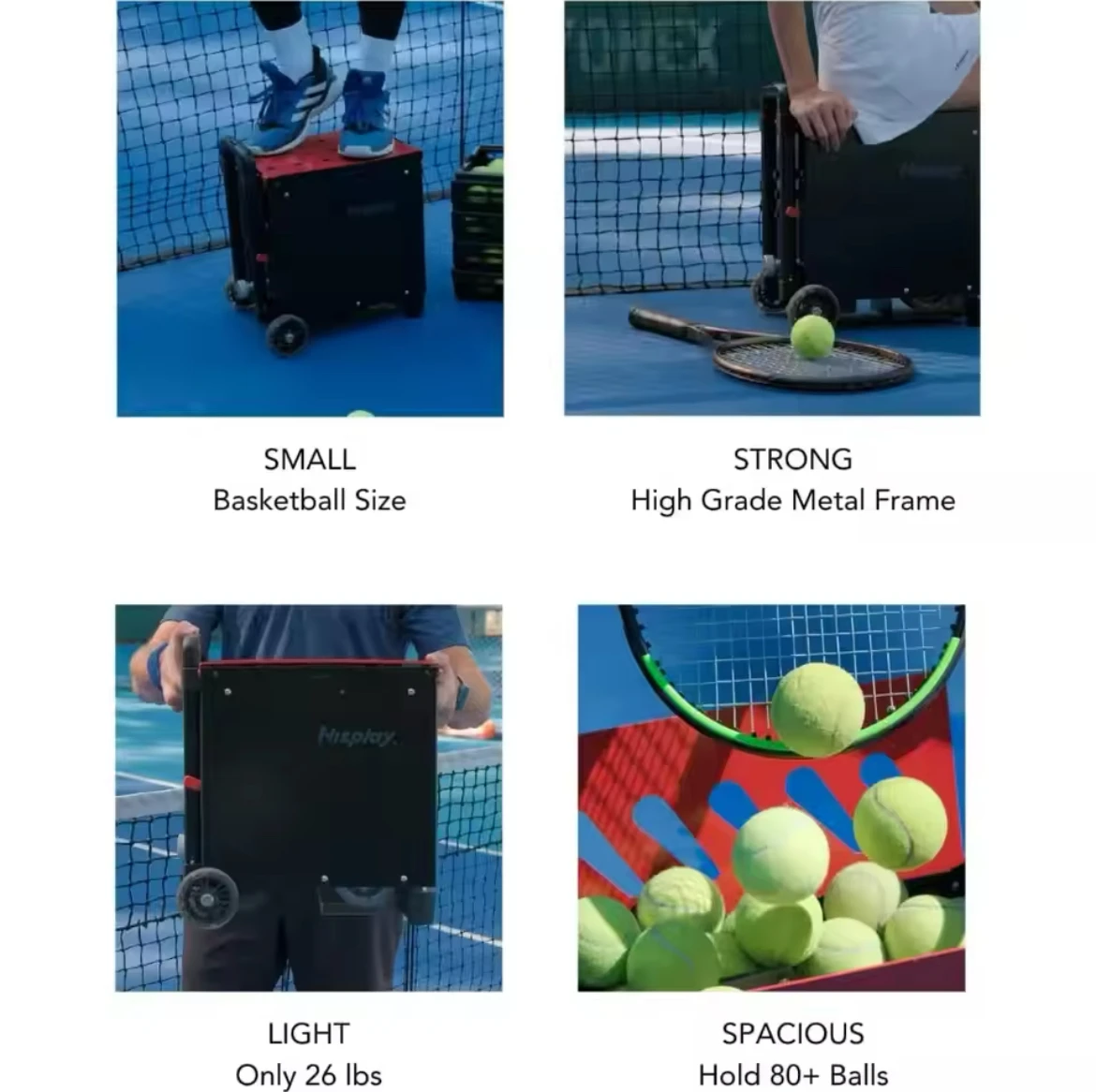 Hot Deal Portable Ten.nis Ball Machine (26lbs) - Dual Motor for TopSpin and Backspin, 80+ Balls, Max 68MPH,