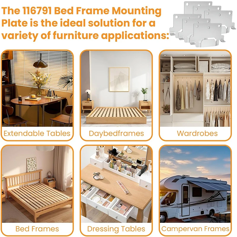 Soportes de montaje para cama Midbeam, 6 uds., con tornillos de montaje para accesorios de estructura de cama Ikea, soportes para tablero de cama, herrajes para muebles