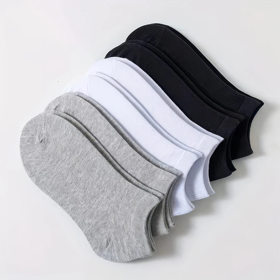 

10 Pairs, Unisex Socks, Black, White, Gray, Sweat Absorbing and Breathable, Soft and Comfortable, Casual Sports Socks