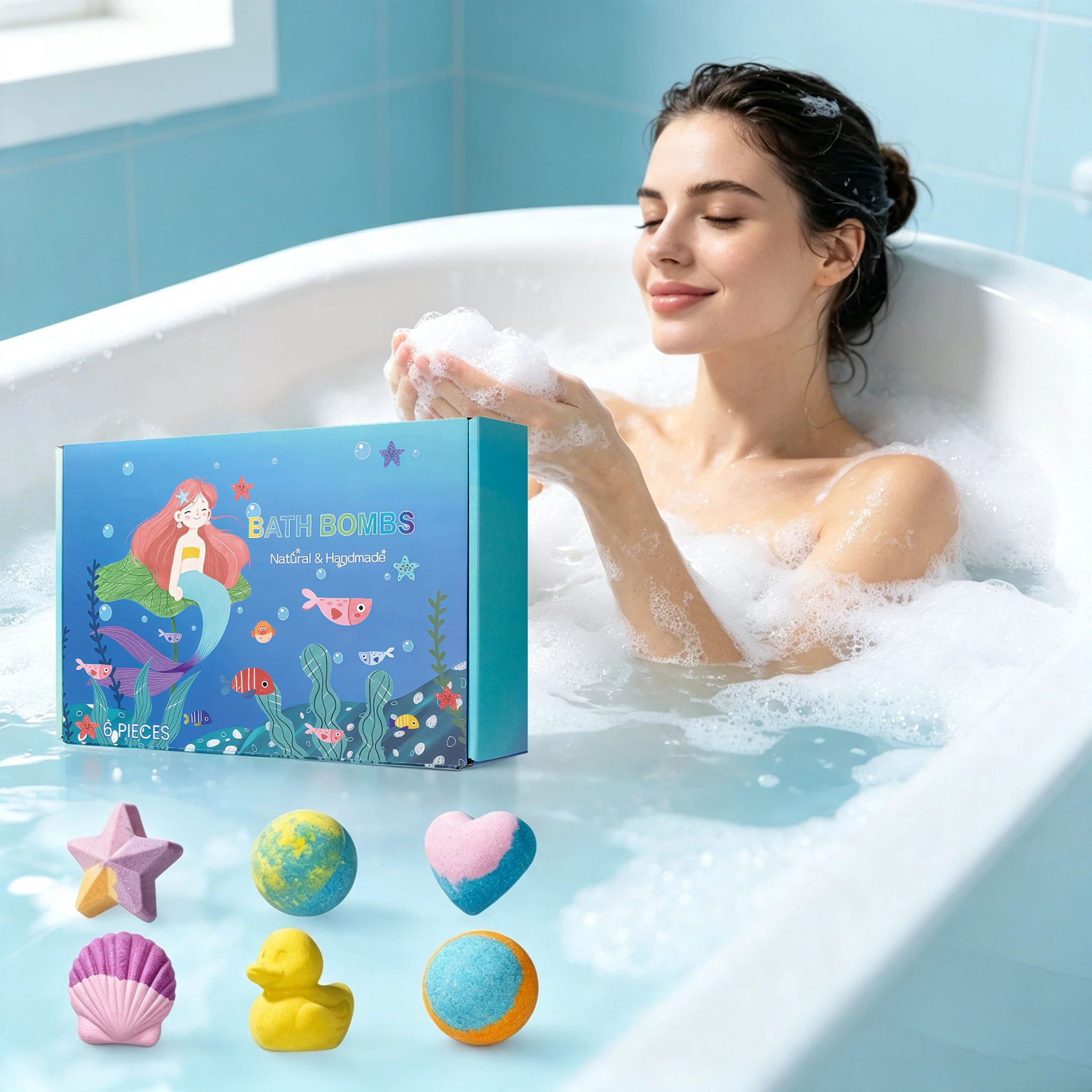 6PCS Mixed Shape Body Bathing Ball Set Moisturizing Nourishing Pores Gentle Cleaning Skin Relaxing Body Smoothing Bathing Ball Set