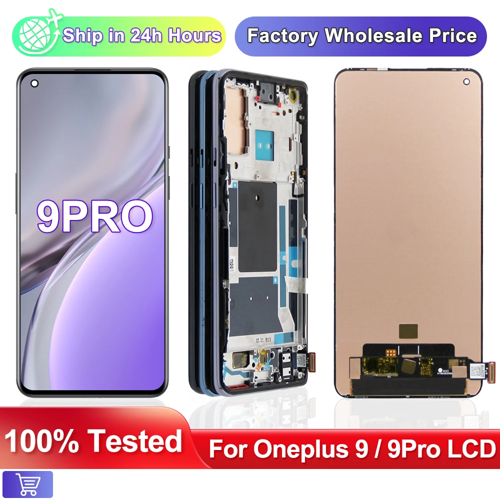 NEW AMOLED Display Screen for OnePlus 9 LE2113 Replacement, Lcd Display Digital Touch Screen with Frame for OnePlus 9 Pro Screen