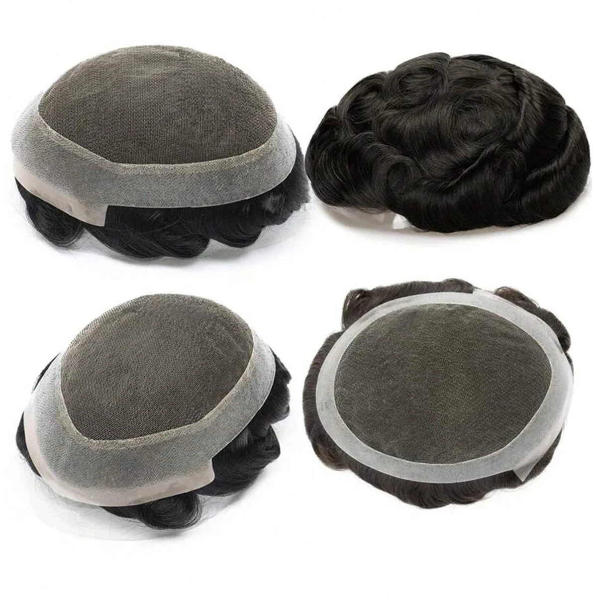 Men's Realistic Toupee 100% Human Hair Replacement