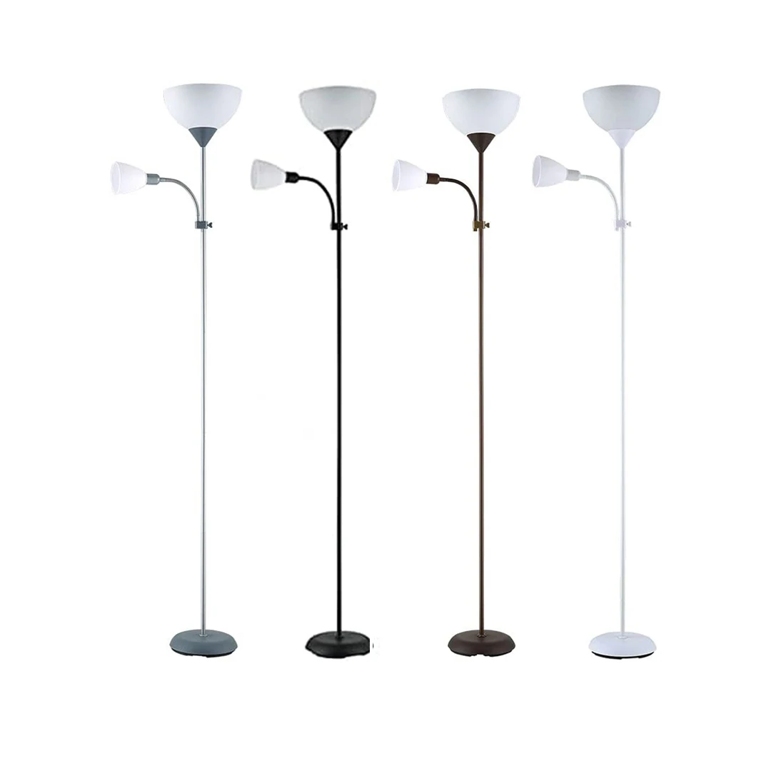 Varese floor lamp for living room, metal and polycarbonate finish, orientable, 2 lamp holder, E27 and E27