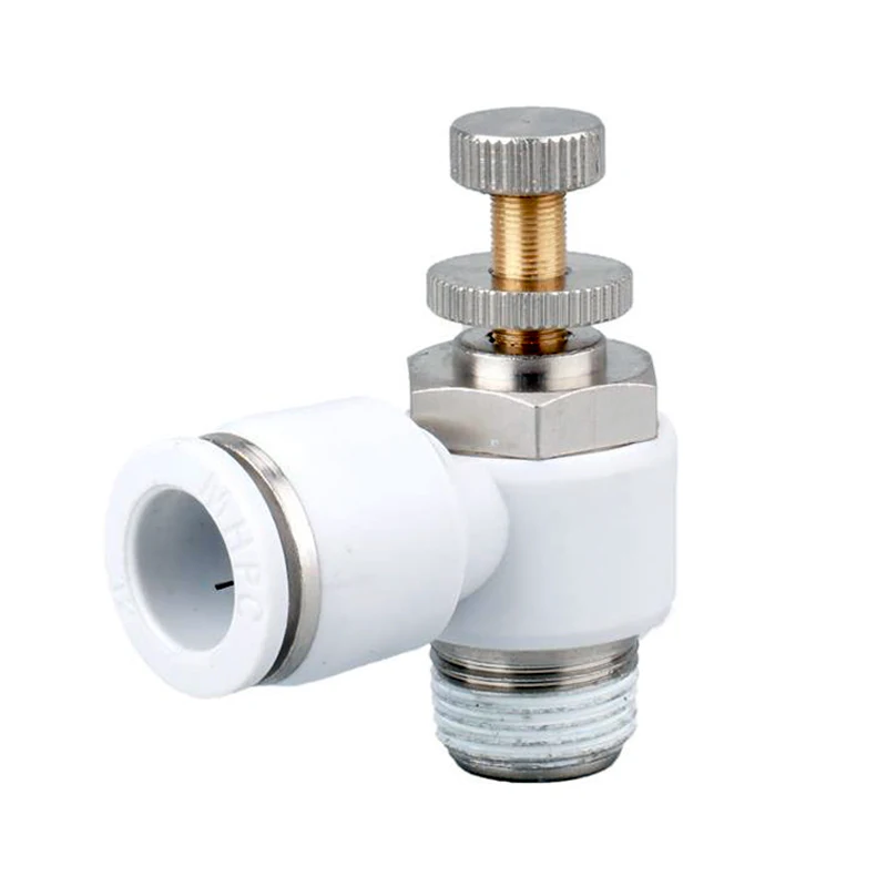 

White SL Pneumatic Quick Joint Of Trachea Throttle Speed Regulating Valve Quick Push in Pipe SL 4 6 8 10 12mm M5 1/8 1/4 3/8 1/2