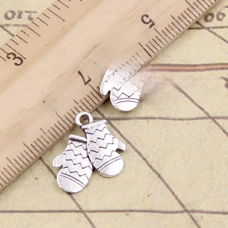 20 sztuk Charms świąteczne rękawiczki 18x15mm tybetański srebrny kolor zawieszki antyczne tworzenia biżuterii DIY Handmade Craft — zdjęcie 2
