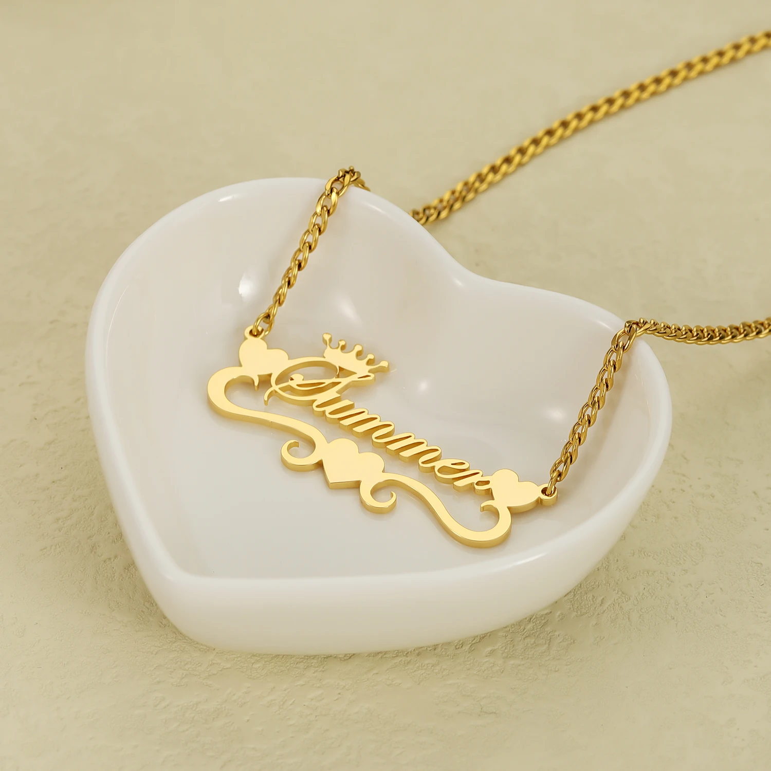 High Quality Love Bottom Custom Name Necklace 18K Gold Plated Horizontal Pendant Stainless Steel Jewelry Birthday Women Gift