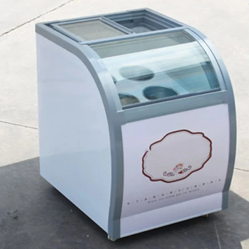150W Popsicle cabinet ice cream cabinet commercial frozen  ice porridge cabinet  Ice Cream Glass Refrigerated Display Cabinet