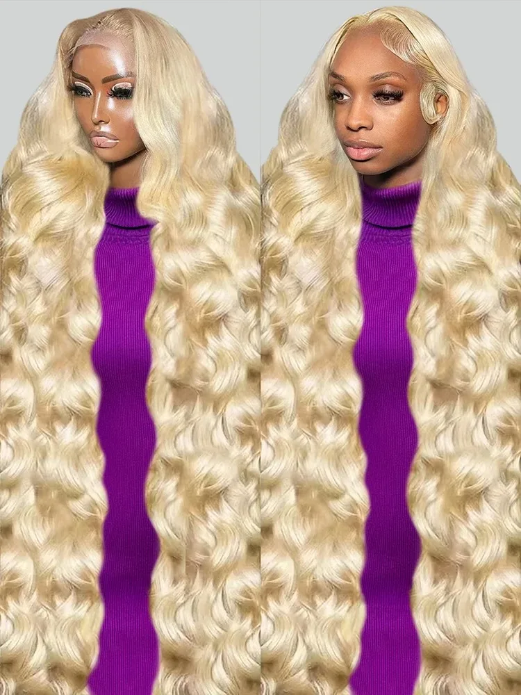 200 Density 613 Blonde Wavy 13x7 Lace Front Human Hair Wigs Body Wave 40 Inch Hd Transparent 13x5 Lace Frontal Wig for Women