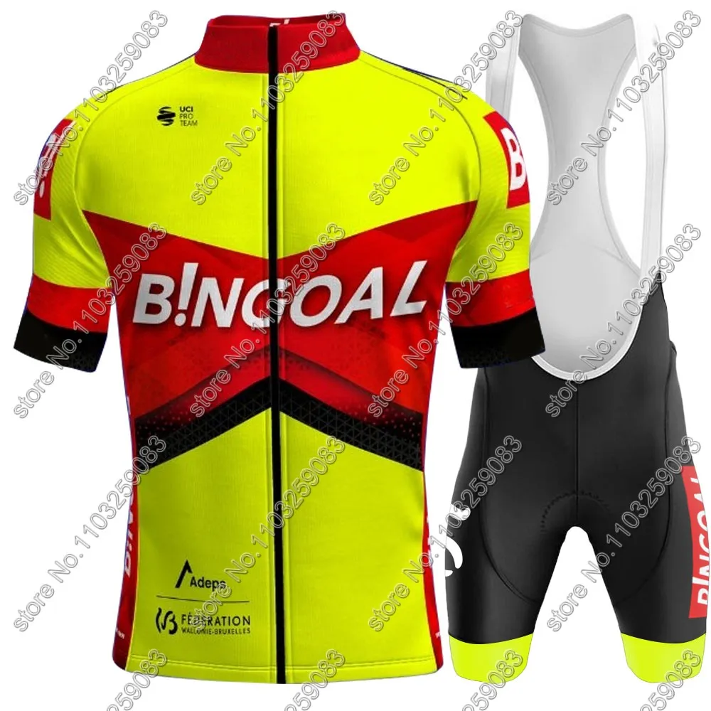 2024 Bingoal WB Cycling Jersey Team Set Short Sleeve Men Belgium Clothing Road Bike Shirts Suit Bicycle Bib Shorts MTB Ropa