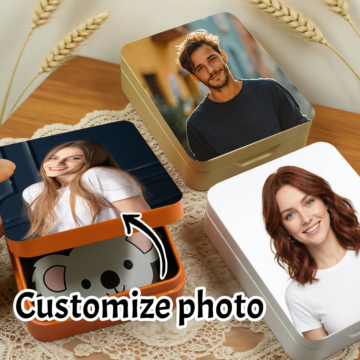 Custom Metal Box With Photo, Personalized Small Storage Box, Customized Picture Ornament Storage Box,Christmas Ornaments.