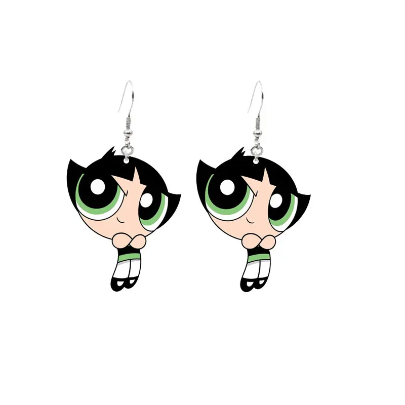 Cute Powerpuff Girls Earrings Blossom Bubbles Buttercup Powerpuff Girls Dangle Earrings Charm For Pendant Kids Adults Fans Gift