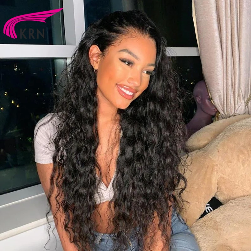 HD Transparent Lace Front Curly Human Hair Wigs Pre Plucked 180% Brazilian Water Wave 13x4 Lace Frontal Wig With Baby Hair Remy