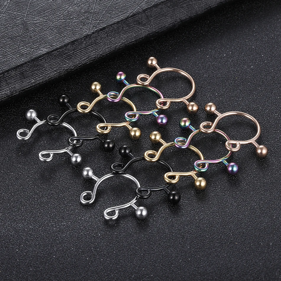 2PCS Sexy Fake Nipple Piercing Jewelry For Women Nipple Rings Stainless Steel Non Piercing Nipple Rings Accesorios Para Mujer