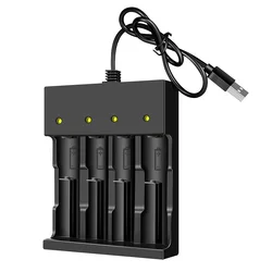 Skywolfeye 4 Slot USB Rechargable Battery Charger For Clocks Flashlight Headlight Remote Control